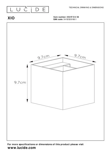 Lucide XIO - Wall light - LED Dim. - G9 - 1x4W 2700K - Adjustable beam angle - Grey - technical